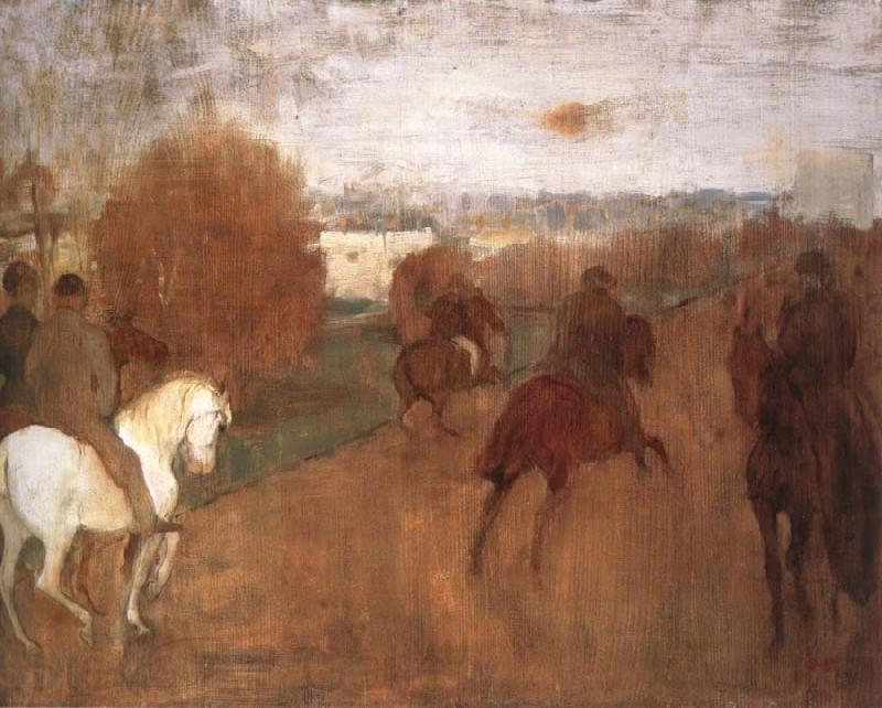 Edgar Degas Horses and Riders on a road Norge oil painting art